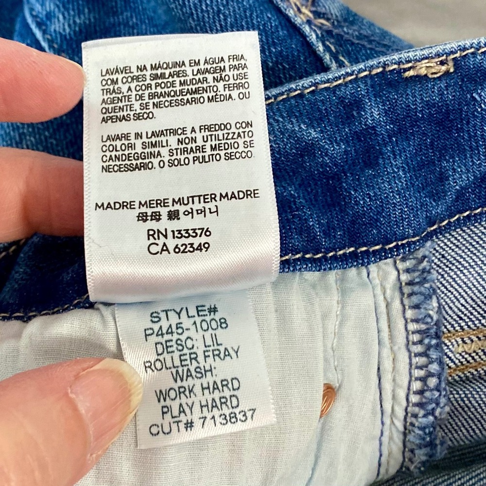 Mother Lil Roller Fray Work Hard Play Hard Light Wash Jeans Wide Leg Frayed 23 - Picture 11 of 16